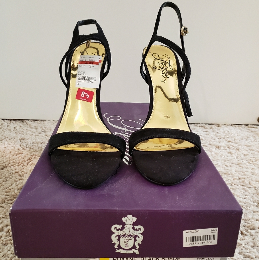 Black & gold - suede strappy heels